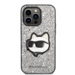 Karl Lagerfeld KLHCP14LG2CPS Glitter Choupette Patch iPhone 14 Pro 6.1", hátlap, tok, ezüst