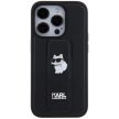 Karl Lagerfeld KLHCP14LGSACHPK Gripstand Saffiano Choupette Pins iPhone 14 Pro tok, fekete