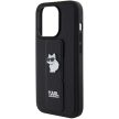 Karl Lagerfeld KLHCP14LGSACHPK Gripstand Saffiano Choupette Pins iPhone 14 Pro tok, fekete