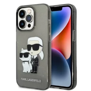   Karl Lagerfeld IML GLIT NFT Karl&Choupette iPhone 14 Pro 6.1" KLHCP14LHNKCTGK, hátlap, tok, fekete