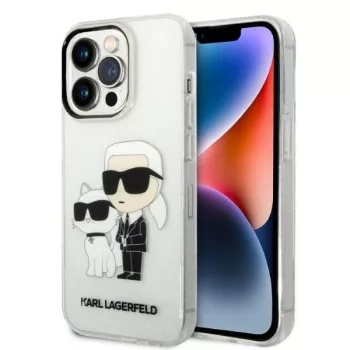   Karl Lagerfeld IML GLIT NFT Karl&Choupette iPhone 14 Pro 6.1" KLHCP14LHNKCTGT hátlap, tok, átlátszó