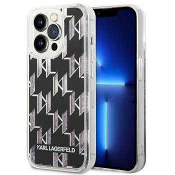   Karl Lagerfeld KLHCP14LLMNMK Liquid Glitter Monogram iPhone 14 Pro 6.1 " hátlap, tok, fekete