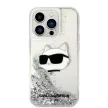 Karl Lagerfeld Liquid Glitter Choupette Head iPhone 14 Pro 6,1" KLHCP14LLNCHCS tok, ezüst