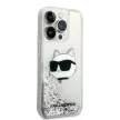 Karl Lagerfeld Liquid Glitter Choupette Head iPhone 14 Pro 6,1" KLHCP14LLNCHCS tok, ezüst