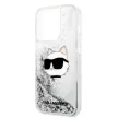 Karl Lagerfeld Liquid Glitter Choupette Head iPhone 14 Pro 6,1" KLHCP14LLNCHCS tok, ezüst