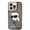 Karl Lagerfeld KLHCP14LLNKHCK Glitter Karl Head iPhone 14 Pro 6.1", hátlap, tok, fekete