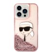 Karl Lagerfeld Liquid Glitter Karl Head iPhone 14 Pro 6,1" KLHCP14LLNKHCP, hátlap, tok, rózsaszín
