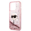 Karl Lagerfeld Liquid Glitter Karl Head iPhone 14 Pro 6,1" KLHCP14LLNKHCP, hátlap, tok, rózsaszín