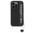 Karl Lagerfeld PU Saffiano Rhinestone Charm iPhone 14 Pro hátlap, tok fekete