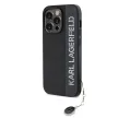 Karl Lagerfeld PU Saffiano Rhinestone Charm iPhone 14 Pro hátlap, tok fekete