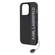 Karl Lagerfeld PU Saffiano Rhinestone Charm iPhone 14 Pro hátlap, tok fekete