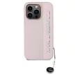 Karl Lagerfeld PU Saffiano Rhinestone Charm iPhone 14 Pro hátlap, tok rózsaszín