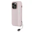 Karl Lagerfeld PU Saffiano Rhinestone Charm iPhone 14 Pro hátlap, tok rózsaszín