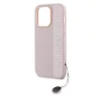 Karl Lagerfeld PU Saffiano Rhinestone Charm iPhone 14 Pro hátlap, tok rózsaszín