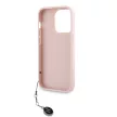 Karl Lagerfeld PU Saffiano Rhinestone Charm iPhone 14 Pro hátlap, tok rózsaszín