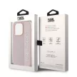 Karl Lagerfeld PU Saffiano Rhinestone Charm iPhone 14 Pro hátlap, tok rózsaszín