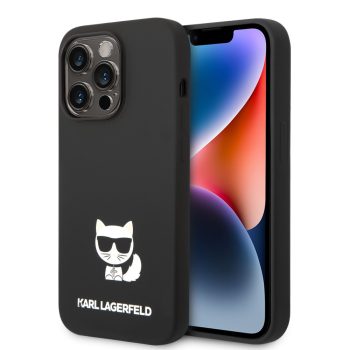   Karl Lagerfeld iPhone 14 Pro Liquid Silicone Choupette (KLHCP14LSLCTBK) hátlap, tok, fekete