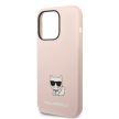 Karl Lagerfeld iPhone 14 Pro Liquid Silicone Choupette (KLHCP14LSLCTPI) hátlap, tok, rózsaszín