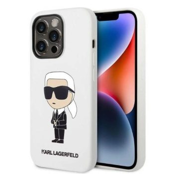   Karl Lagerfeld KLHCP14LSNIKBCH Ikonik Silicone iPhone 14 Pro 6,1" hátlap, tok, fehér