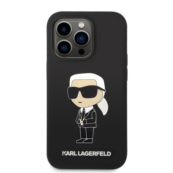 Karl Lagerfeld iPhone 14 Pro Silicone Ikonik (KLHCP14LSNIKBCK) hátlap, tok, fekete