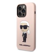   Karl Lagerfeld Liquid Silicone Ikonik NFT Case iPhone 14 Pro (KLHCP14LSNIKBCP) hátlap, tok, rózsaszín