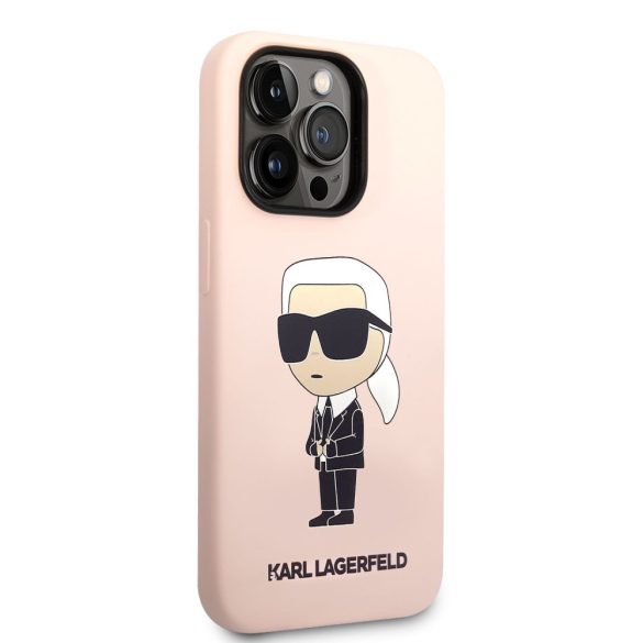 Karl Lagerfeld Liquid Silicone Ikonik NFT Case iPhone 14 Pro (KLHCP14LSNIKBCP) hátlap, tok, rózsaszín