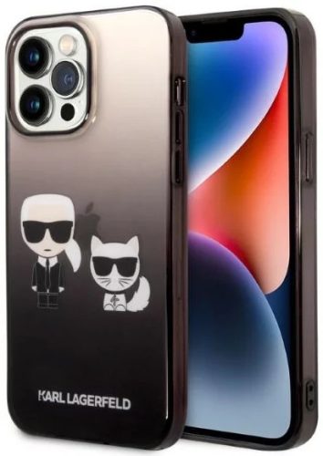 Karl Lagerfeld iPhone 14 Pro Gradient Karl and Choupette (KLHCP14LTGKCK) hátlap, tok, fekete