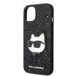 Karl Lagerfeld KLHCP14MG2CPK Glitter Choupette Patch iPhone 14 Plus/15 Plus 6,7", hátlap, tok, fekete
