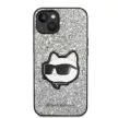 Karl Lagerfeld KLHCP14MG2CPS Glitter Choupette Patch iPhone 14 Plus/15 Plus 6,7", hátlap, tok, ezüst