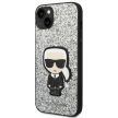 Karl Lagerfeld KLHCP14MGFKPG Glitter Flakes Ikonik iPhone 14 Plus/15 Plus 6,7" hátlap, tok, ezüst