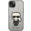 Karl Lagerfeld KLHCP14MGFKPG Glitter Flakes Ikonik iPhone 14 Plus/15 Plus 6,7" hátlap, tok, ezüst