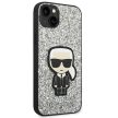 Karl Lagerfeld KLHCP14MGFKPG Glitter Flakes Ikonik iPhone 14 Plus/15 Plus 6,7" hátlap, tok, ezüst