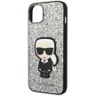 Karl Lagerfeld KLHCP14MGFKPG Glitter Flakes Ikonik iPhone 14 Plus/15 Plus 6,7" hátlap, tok, ezüst