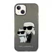 Karl Lagerfeld KLHCP14MHNKCTGK Glitter Karl&Choupette iPhone 14 Plus/15 Plus 6,7", hátlap, tok, fekete