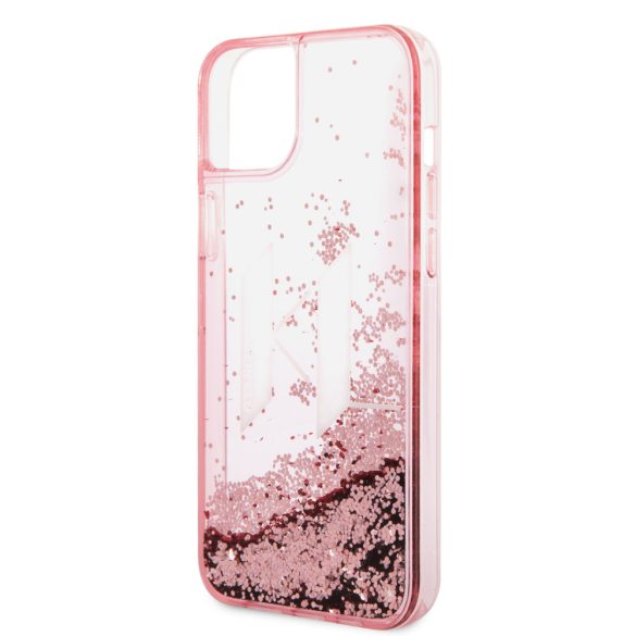 Karl Lagerfeld iPhone 14 Plus Liquid Glitter Big KL (KLHCP14MLBKLCP) hátlap, tok, rózsaszín