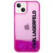 Karl Lagerfeld KLHCP14MLCKVF Liquid Glitter Elong iPhone 14 Plus/15 Plus 6,7" hátlap, tok, rózsaszín