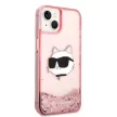 Karl Lagerfeld Liquid Glitter NFT Choupette Head iPhone 14 Plus 6,7" KLHCP14MLNCHCP, hátlap, tok, rózsaszín