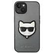 Karl Lagerfeld KLHCP14MSAPCHG Saffiano Choupette Head Patch iPhone 14 Plus/15 Plus 6,7" hátlap, tok, ezüst