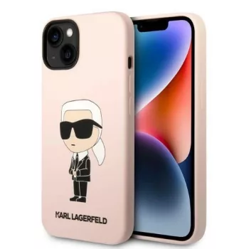  Karl Lagerfeld KLHCP14MSNIKBCP Silicone Ikonik iPhone 14 Plus/15 Plus 6.7" hátlap, tok, rózsaszín
