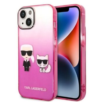   Karl Lagerfeld KLHCP14MTGKCP Gradient Ikonik Karl & Choupette iPhone 14 Plus/15 Plus 6,7" hátlap, tok, rózsaszín