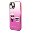 Karl Lagerfeld KLHCP14MTGKCP Gradient Ikonik Karl & Choupette iPhone 14 Plus/15 Plus 6,7" hátlap, tok, rózsaszín