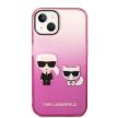 Karl Lagerfeld KLHCP14MTGKCP Gradient Ikonik Karl & Choupette iPhone 14 Plus/15 Plus 6,7" hátlap, tok, rózsaszín