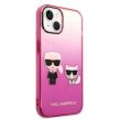 Karl Lagerfeld KLHCP14MTGKCP Gradient Ikonik Karl & Choupette iPhone 14 Plus/15 Plus 6,7" hátlap, tok, rózsaszín