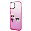Karl Lagerfeld KLHCP14MTGKCP Gradient Ikonik Karl & Choupette iPhone 14 Plus/15 Plus 6,7" hátlap, tok, rózsaszín