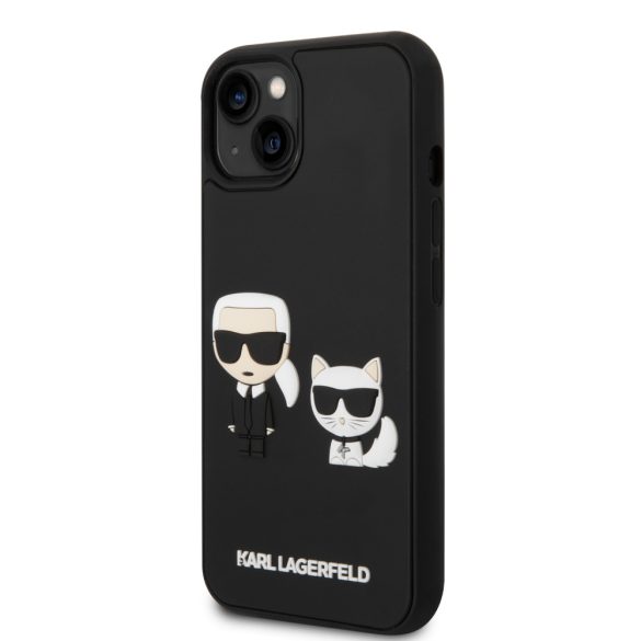 Karl Lagerfeld iPhone 14 3D Karl & Choupette Ikonik (KLHCP14S3DRKCK) hátlap, tok, fekete