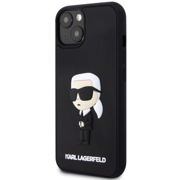 Karl Lagerfeld iPhone 13/14/15 Rubber Ikonik 3D (KLHCP14S3DRKINK) hátlap, tok, fekete