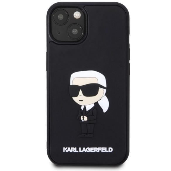 Karl Lagerfeld iPhone 13/14/15 Rubber Ikonik 3D (KLHCP14S3DRKINK) hátlap, tok, fekete