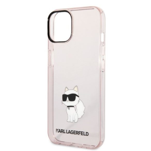 Karl Lagerfeld iPhone 13/14/15 Ikonik Choupette (KLHCP14SHNCHTCP) hátlap, tok, rózsaszín