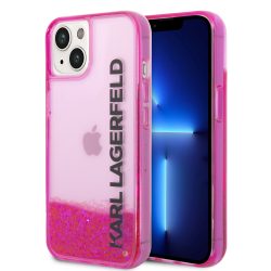   Karl Lagerfeld iPhone 14 Liquid Glitter Elong (KLHCP14SLCKVF) hátlap, tok, rózsaszín