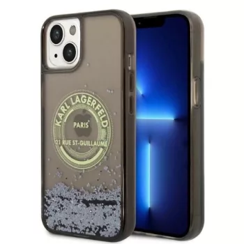   Karl Lagerfeld KLHCP14SLCRSGRK Liquid Glitter RSG iPhone 14 6,1", hátlap, tok, fekete